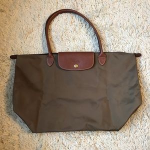 Longchamp Le Pliage large khaki tote